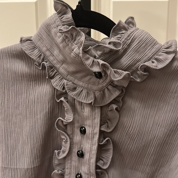 Alice Temperley for Target women’s Ruffled Victorian Gray Buttoned Blouse - Picture 10 of 17